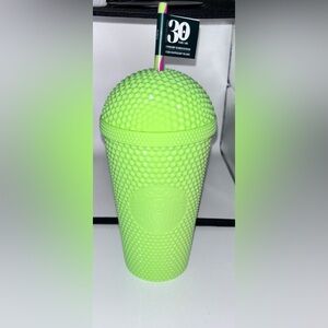 NWT: Starbucks 30th Anniversary Neon Lime Green Textured Tumbler with Straw 16oz
